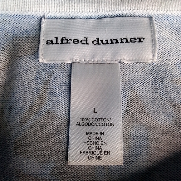 Alfred Dunner black with white and blue flowers 3/4 sleeves top L - Picture 6 of 7